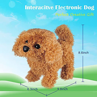 Picture of WorWoder Plush Teddy Toy Puppy Electronic Interactive Pet Dog - Walking, Barking, Tail Wagging, Stretching Companion Animal for Kids (Teddy Dog)