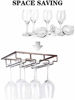 Picture of Wine Glass Rack - Under Cabinet Stemware Wine Glass Holder Glasses Storage Hanger Metal Organizer for Bar Kitchen Brown