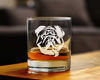 Picture of English Bulldog - Funny Whiskey Rocks Glass Gifts for Men & Women with Bulldogs - Fun Whisky Drinking Tumbler Décor