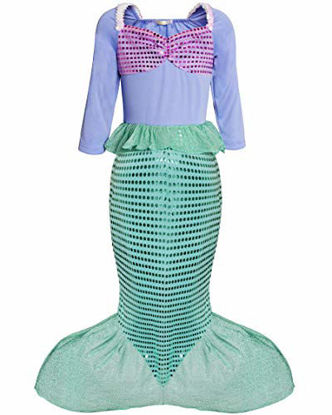 Picture of FUNNA Girls Mermaid Costume Princess Dress Up for Party Green, 7 Years