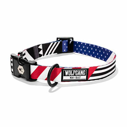 Picture of Wolfgang Man & Beast Premium Adjustable Dog Training Collar, Made in USA, PledgeAllegiance Print, Small (5/8 Inch x 8-12 Inch)