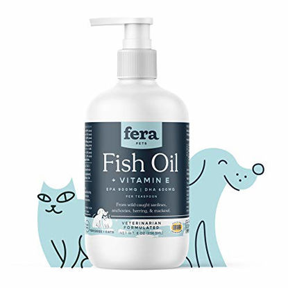 Picture of Fish Oil with Vitamin E, Cat and Dog Vitamin for Improved Pet Wellbeing, Joint Health Supplement with Fish Oils, Omega Fatty Acid Supplement, 8 oz. (236.5 mL) - Fera Pet