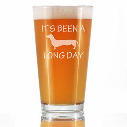 Picture of Long Day - Funny Pint Glass for Beer - Unique Dachshund Gifts for Men & Women - Fun Dachshunds Themed Decor