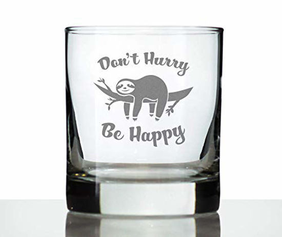 Don't Hurry Be Happy - Funny Sloth Whiskey Rocks Glass Gifts for Men &  Women - Fun Whisky Drinking Tumbler Décor - Yahoo Shopping