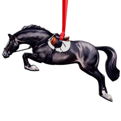 Picture of Hunter Jumper Horse Christmas Ornament, Sport Horse Jumping Decoration, Horse Gifts for Equestrian (Black)