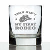 Picture of Ain't My First Rodeo - Whiskey Rocks Glass Gift - Funny Cowboy or Cowgirl Gifts for Men & Women - Engraved Sayings