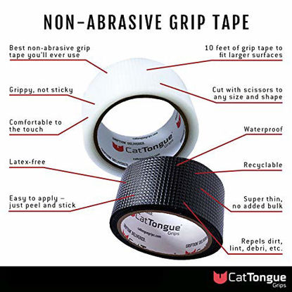 Picture of Non-Abrasive Grip Tape by CatTongue Grips - Heavy Duty Waterproof Anti Slip Tape for Indoor & Outdoor Use - Thousands of Grippy Uses: Home Goods, Hardware, Accessible Home and More! (Clear Tape)