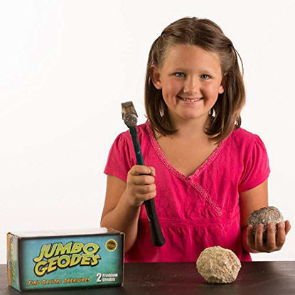 Picture of Break Open 2 Jumbo Geodes! Discover Crystal Treasure Hidden Inside These Rocks - Great STEM Science Gift for Mineralogy & Geology Enthusiasts of Any Age