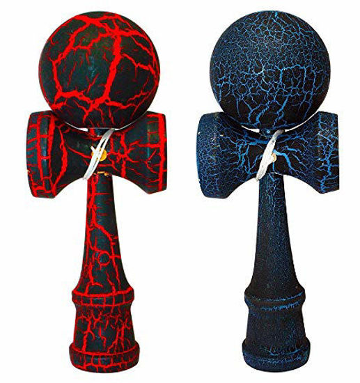 Picture of KENDAMA TOY CO. 2 Pack -The Best Kendama for All Kinds of Fun (Full Size) - 2-Pack - Awesome Colors: Red/Black and Blue/Black Crackle -Solid Wood -Create Better Hand & Eye Coordination