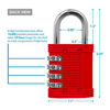 Picture of Padlock (2 Pack) 4 Digit Combination Lock - for Gym School Locker, Outdoor Gate, Shed, Fence, and Storage - Weatherproof Metal - Keyless, Easy to Set, Resettable - Red