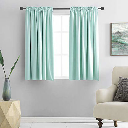 Picture of DONREN Aqua Color Curtains for Bedroom - Blackout Thermal Insulated Room Darkening Rod Pocket Curtains for Living Room (42 by 45 Inch,2 Panels)