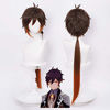 Picture of SL Brown Wig for Zhongli Genshin Impact Anime Spiky Fluffy Cosplay Hair Wigs with Ponytails + Cap