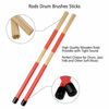 Picture of Drum Sticks Set,Eison 5A Maple Wood Drum Sticks,Drum Rods Brushes,Retractable Drum Wire Brushes,12PCS Drum Dampeners with Portable Bag,Drumsticks Gift Sets for Kids Adults Drummer Practice