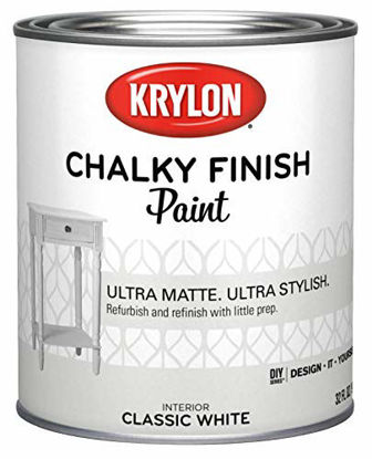 Picture of Krylon K04203000-14 Chalky Finish, Quart, Classic White