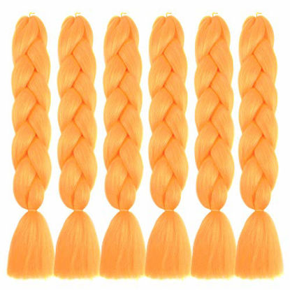 Picture of SHUOHAN 6 Packs Kanekalon Ombre Jumbo Braiding Hair Extensions 24 Inch High Temperature Synthetic Fiber Hair Extension for Box Braids Crochet Braids Braiding Hair (Orange)