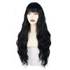 Picture of Black Wavy Wigs with Bangs Andromeda Long Wavy Wigs for Black Women Soft Women's Shoulder Length Curly Wig Synthetic Hair Replacement Halloween Costumes Cosplay Wigs (26", Black)