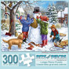 Picture of Bits and Pieces - Set of Two (2) 300 Piece Christmas Jigsaw Puzzles for Adults - Building a Snowman on a Snow Day, Sunrise Feasting - 300 pc Winter Snow Jigsaws by Artist Liz Goodrick-Dillon