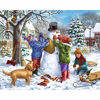 Picture of Bits and Pieces - Set of Two (2) 300 Piece Christmas Jigsaw Puzzles for Adults - Building a Snowman on a Snow Day, Sunrise Feasting - 300 pc Winter Snow Jigsaws by Artist Liz Goodrick-Dillon