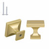 Picture of Haliwu 10 Pack/Brushed Gold Cabinet Knobs, Brass Knobs for Dresser Gold Square Knobs for Drawer Kitchen Hardware Cabinet Solid Knob