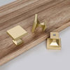 Picture of Haliwu 10 Pack/Brushed Gold Cabinet Knobs, Brass Knobs for Dresser Gold Square Knobs for Drawer Kitchen Hardware Cabinet Solid Knob