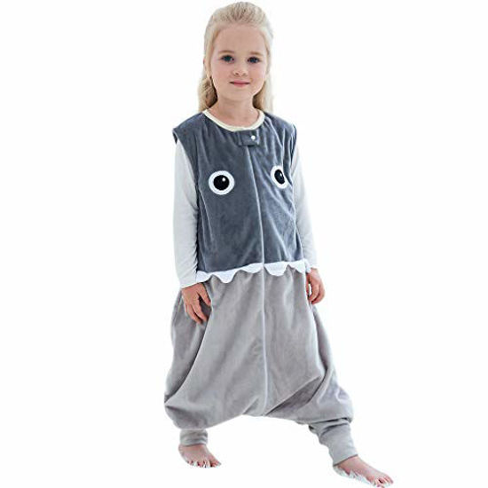 Picture of MICHLEY Baby Sleeping Bag Sack with Feet Autumn Winter Swaddle Wearable Blanket Sleeveless Nightgowns for Infant Toddler, 1-3T, Grey Shark