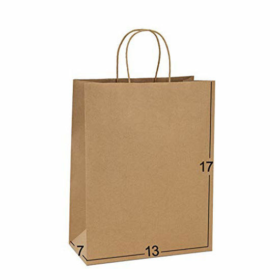 Picture of Paper Bags 25Pcs 13x7x17 BagDream Gift Bags, Party Bags, Shopping Bags, Retail Bags, Merchandise Bags, Recycled Kraft Paper Bags with Handles Bulk Brown