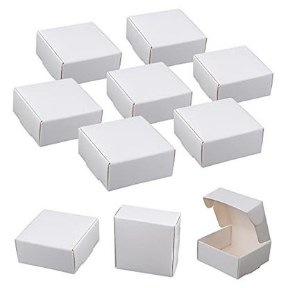 Picture of Sdootjewelry Small Kraft Gift Box, 100 Pcs 2.16 x 2.16 x 0.98" Mini White Kraft Paper Box Cardboard Ring Earring Jewelry Boxes