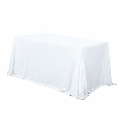 Picture of Trlyc 60 x 120-Inch Rectangular Sequin Tablecloth White