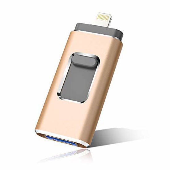 Picture of iOS Flash Drive for iPhone Photo Stick 512GB Memory Stick USB 3.0 Flash Drive Thumb Drive for iPhone iPad Android and Computers (Gold512gb)