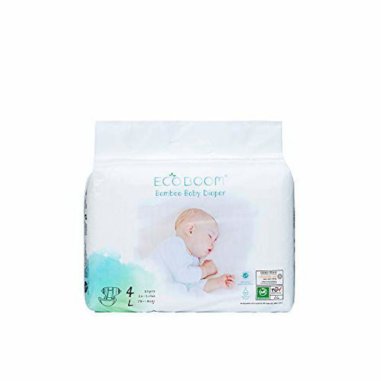 Picture of ECO BOOM Eco-Friendly Diapers Size 4(20-31lb) Non-Toxic Natural Diaper 30 Count 100% Baby Diaper Infant Anti Leak System Eco Disposable Diapers