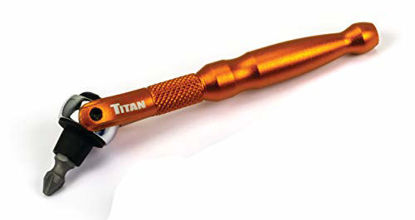 Picture of Titan Tools 11323 1/4-Inch Drive x 4-Inch 90-Tooth Swivel Head Micro Ratcheting Bit Driver - Orange