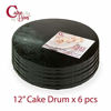 Picture of Cake Drums Round 12 Inches - (Black, 6-Pack) - Sturdy 1/2 Inch Thick - Fully Wrapped Edges - Free Satin Cake Ribbon