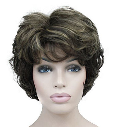 Picture of Lydell Women's Short Curly Wavy Wig Synthetic Hair Full Wig 6 inches (8TT124)