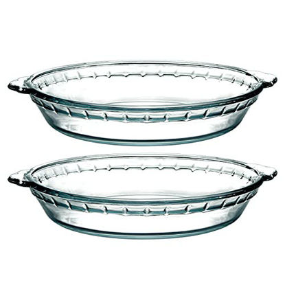 Picture of ZYER Glass Pie Plate for Baking Clear Pie Dish for Baking Pie Pan with Handles Glass Pie Dish, 6-12 inch 2pack