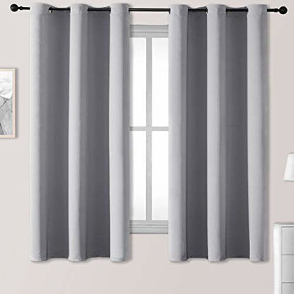 Picture of Rutterllow Blackout Curtains for Bedroom, Thermal Insulated Room Darkening Curtains 2 Panels for Living Room, Grommet Top (38x54 Inch, Light Grey)