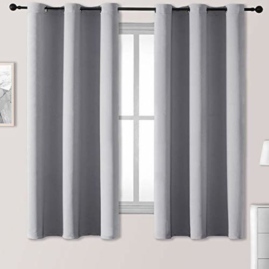 Picture of Rutterllow Blackout Curtains for Bedroom, Thermal Insulated Room Darkening Curtains 2 Panels for Living Room, Grommet Top (38x54 Inch, Light Grey)