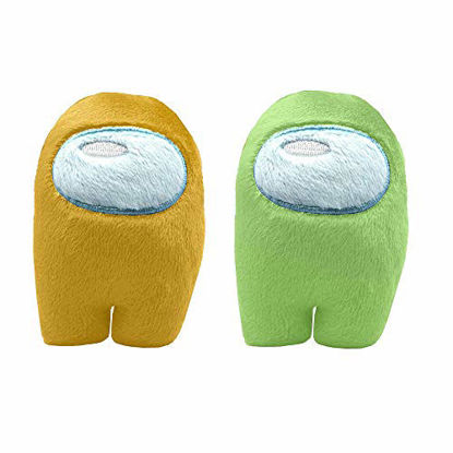 Picture of Keklle2 Christmas Among Us Plush Toy Soft Merch Crewmate Plushies Cute Astronaut Stuffed Plush Figures for Gifts Game Fans Yellow Green 2 Pack