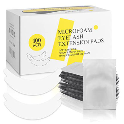 Picture of LASHVIEW 100 Pairs Eye Pads Lash Extensions, Under Eye Pads Kit for Eyelash Extension, Microfoam Eye Pads, Lash Extension Lint Free, Fit Most Eye Shape, Stick Well,Hypoallergenic,Waterproof