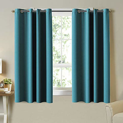 Picture of Teal Blackout Curtains Grommet Thermal Insulated Room Darkening Bedroom Curtain Panel 63 Inch Length Teal Drapes (2 Panels) for Nursery Room Curtain, Set of 2 Panels, 52 x 63 Inches Each Panel, Teal