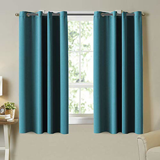 Picture of Teal Blackout Curtains Grommet Thermal Insulated Room Darkening Bedroom Curtain Panel 63 Inch Length Teal Drapes (2 Panels) for Nursery Room Curtain, Set of 2 Panels, 52 x 63 Inches Each Panel, Teal