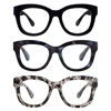 Picture of AMOMOMA 3 Pack Retro Oversized Reading Glasses for Women Blue Light Blocking Computer Readers Spring hinge Oprah Style AM6003 with Black+Blue+Grey Tortoise Frame 3.00 x