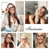 Picture of AMOMOMA 3 Pack Retro Oversized Reading Glasses for Women Blue Light Blocking Computer Readers Spring hinge Oprah Style AM6003 with Black+Blue+Grey Tortoise Frame 3.00 x