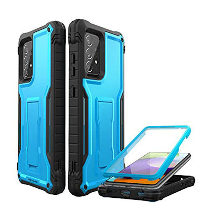 Picture of ExoGuard for Samsung Galaxy A52 Case, Rubber Shockproof Full-Body Cover Case Built-in Screen Protector and Kickstand Compatible with Samsung A52 5G Phone (Blue)