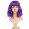 Picture of Vroosar Purple Wavy Wigs Short Curly Bob Wig With Bangs Synthetic Heat Resistant Fashion Hairstyles For Women Cosplay Party Fluffy Wig 12inch