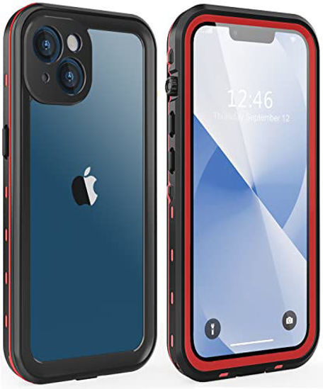 Picture of Dewfoam for iPhone 13 Case Waterproof Shockproof Dustproof Full-Body Sturdy with Camera Lens Protector and Built-in Screen Protector,Underwater Full Sealed Cover Protective for iPhone 13 (Red)