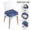 Picture of Toddler Booster Seat Portable Dismountable Double Straps Thick Chairs Increasing Cushion Kids Seat Cushion for Dining Table (Blue Dinosaur)