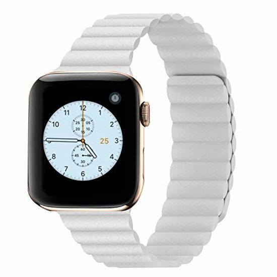 Picture of INI Compatible with Apple Watch Band 40mm 38mm - Enhanced Adjustable Leather Strap with Magnetic Closure System for iWatch Series SE/6/5/4/3/2/1 - Cotton