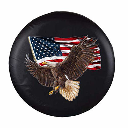 Picture of Jayke Joy Spare Tire Cover, Wheel Cover with American Eagle USA Flag PVC Leather Waterproof Dust-Proof Universal Fit for Jeep Trailer RV SUV Camper Vehicle (14 Inch)