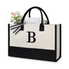 Picture of TOPDesign Embroidery Initial Canvas Tote Bag, Personalized Present Bag, Suitable for Wedding, Birthday, Beach, Holiday, is a Great Gift for Women, Mom, Teachers, Friends, Bridesmaids (Letter B)