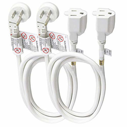 Picture of FIRMERST 1875W Flat Plug Extension Cord 10 Feet 14 AWG 15A White, UL Listed, Pack of 2